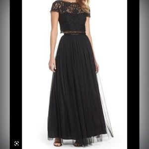 Adrianna Papell Lace And Tulle Two-piece Dress In Black